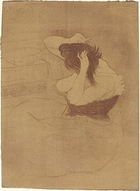 Woman Combing Her Hair (Femme qui se peigne) (1896) print in high resolution by Henri de Toulouse–Lautrec.  