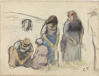 Pea Harvesters (recto) (ca. 1880) by Camille Pissarro.  