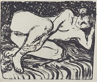 Reclining Nude (1907) print in high resolution by Ernst Ludwig Kirchner.  