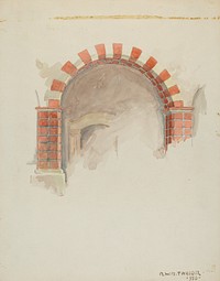 Restoration Drawing: Main Doorway and Arch toMission House (1936) by Robert W.R. Taylor.  