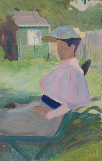 Woman on Garden Chair, Visby painting in high resolution by Richard Bergh (1858–1919). Original from the Thiel Gallery. 