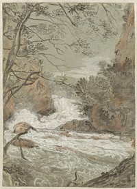 River Landscape with a Waterfall (1704–1714) by Joachim Franz Beich.  