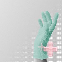 Medical glove gray background, healthcare border