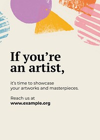 Art showcase poster template psd with colorful paint stamp