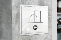 Wall sign mockup psd, housing architecture concept 