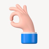 Okay hand 3D clipart, business approval graphic