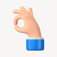 Businessman's OK hand, 3D gesture illustration psd