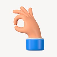 Businessman's OK hand, 3D gesture illustration psd