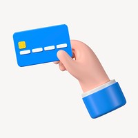 Hand holding credit card clipart, 3D finance graphic psd