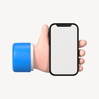 Hand holding smartphone, 3D clipart, marketing business digital device graphic psd