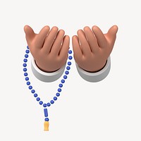 Praying hands 3D clipart, Islamic prayer beads psd