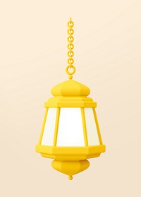 Orange lantern 3D clipart, Ramadan symbol illustration