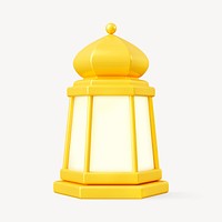 3D Ramadan lantern clipart, gold object illustration