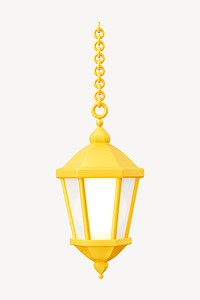 3D Ramadan lantern clipart, gold object illustration 