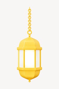 Gold lantern 3D clipart, Ramadan symbol illustration