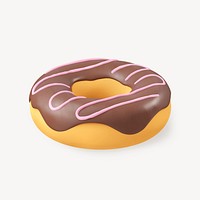 Chocolate donut clipart, 3d food graphic