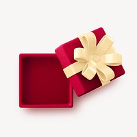 Open red gift box clipart, 3d birthday graphic