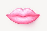 Pink lips clipart, 3d birthday graphic psd