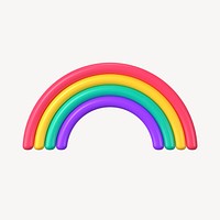 Rainbow clip art, 3d birthday graphic psd