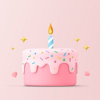 Cake clipart, 3d birthday graphic