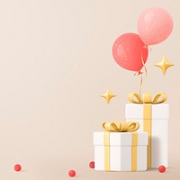 Birthday background, 3d balloon & gift box design