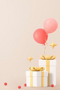 Birthday background, 3d balloon & gift box design