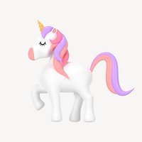 Unicorn clip art, cute 3d graphic