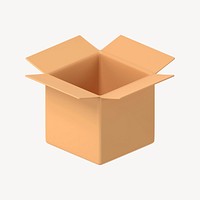 Brown open box, 3D package delivery illustration psd