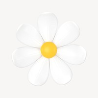 White flower clipart, cute 3D botanical illustration