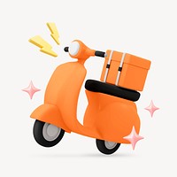 3D motorcycle, food delivery service vehicle illustration psd