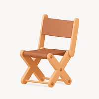 3D folding chair collage element, summer design psd