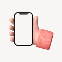 3D phone screen collage element, hand design psd