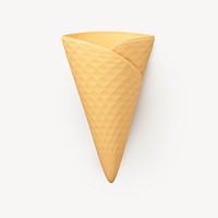 3D ice cream cone collage element, dessert design psd