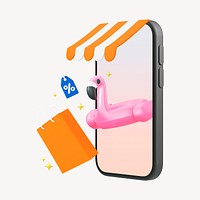 3D summer sale  clipart, phone screen design