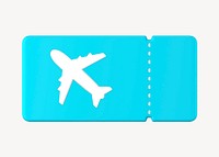 3D plane ticket  collage element, travel design psd