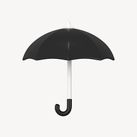 3D black umbrella collage element, protection design psd