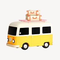 3D van collage element, transport design psd