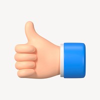 Thumbs up hand gesture, 3D illustration psd