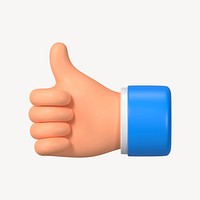 Thumbs up hand gesture, 3D illustration psd