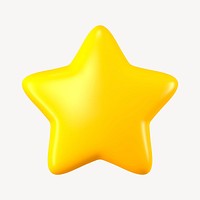 3D star clipart, ranking symbol psd