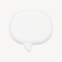 White speech bubble sticker, 3D shape, marketing graphic psd