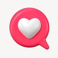 3D heart speech bubble, love impression on social media psd