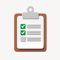 Checklist 3D clipart, business assessment illustration