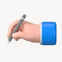 Hand holding pen clipart, business contract, 3D illustration psd