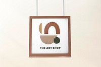 Square sign mockup, branding image psd