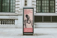 Street ad sign mockup, International Women's Day celebration concept psd