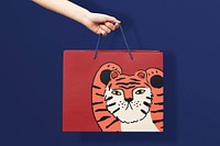 Shopping bag mockup, Chinese New Year celebration psd