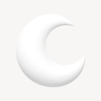 White crescent moon 3D icon sticker psd