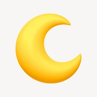 Crescent moon 3D icon sticker psd