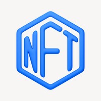 NFT blockchain icon, 3D rendering illustration